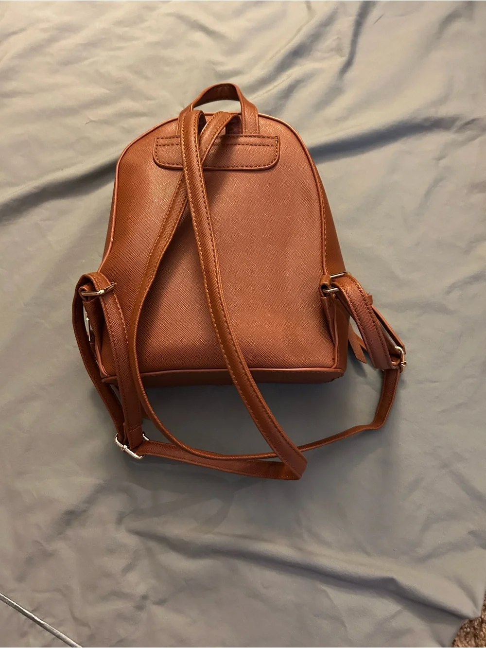Montana West Brown Saffiano Mini Backpack with Gold Hardware